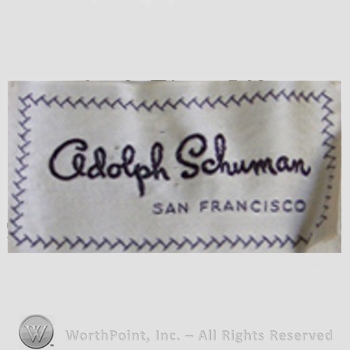 Clothing label : Adolph Schuman.