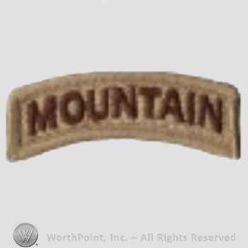 US Army Shoulder Sleeve Insignia: Mountain Tab.