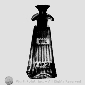 Glass pattern: Ridgeleigh; dressing bottle.