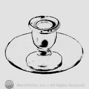 Glass pattern: Cupped Saucer; candlestick.