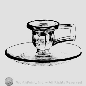 Glass pattern: Square-Handled; candlestick.