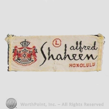 Clothing label : Alfred Shaheen Honolulu.