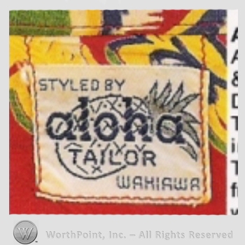 Clothing label : Aloha Tailor Wahiawa.