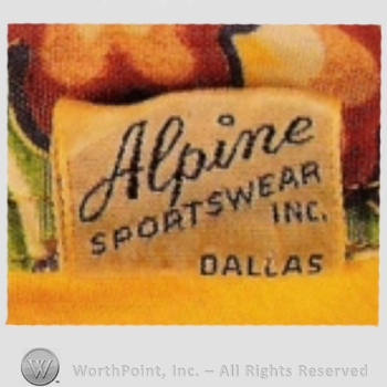 Clothing label : Alpine Sportswear.