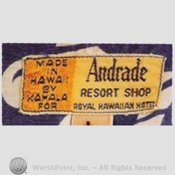 Clothing label : Andrade Resort Shops.