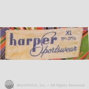 Clothing label : Harper Sportswear.