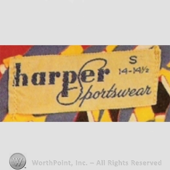 Clothing label : Harper Sportswear.