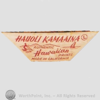 Clothing label : Authentic Hawaiian Print.