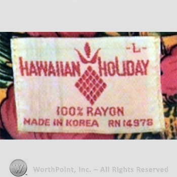 Clothing label : Hawaiian Holiday.