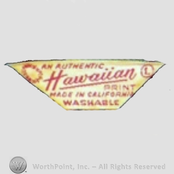 Clothing label : Authentic Hawaiian Print.