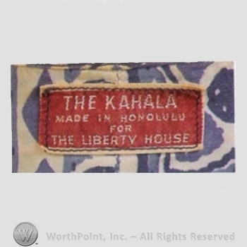 Clothing label : The Kahala.
