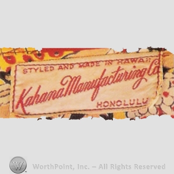 Clothing label : Kahana Manufacturing.