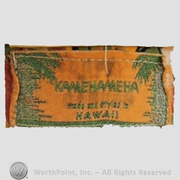 Clothing label : Kamehameha .