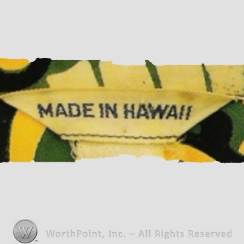 Clothing label : Made in Hawaii.
