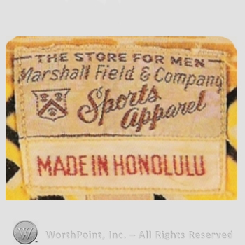 Clothing label : Made in Honolulu.