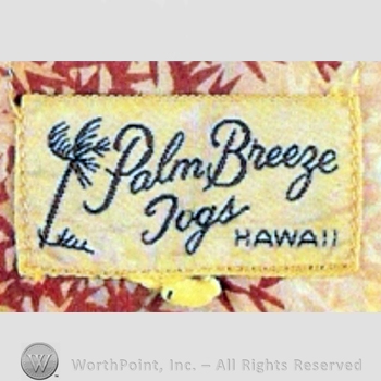 Clothing label : Palm Breeze Togs.