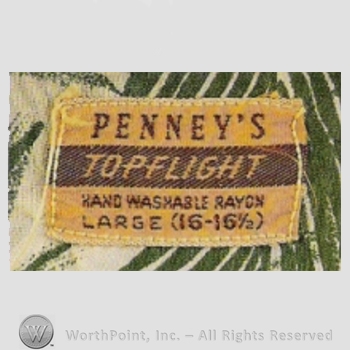 Clothing label : Penney's Topflight.