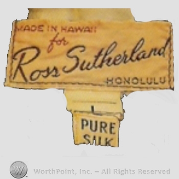 Clothing label : Ross Sutherland.