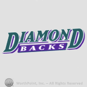 Arizona Diamondbacks sport logo: Diamond Backs in turquoise, purple and white.
