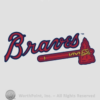 Atlanta Braves sport logo: Braves above a scarlet tomahawk.