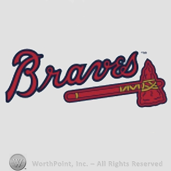 Atlanta Braves sport logo: Braves above a scarlet tomahawk.