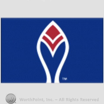 Atlanta Braves sport logo: feather in blue, red and white on a blue background.