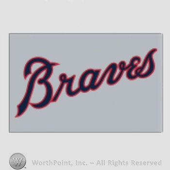 Atlanta Braves sport logo: Braves on grey background.