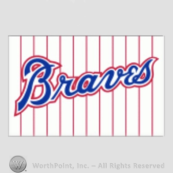 Atlanta Braves sport logo: Braves on gwhite with red pinstrips.