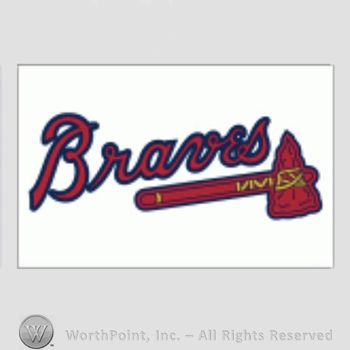 Atlanta Braves sport logo: Braves above a tomahawk on white background.