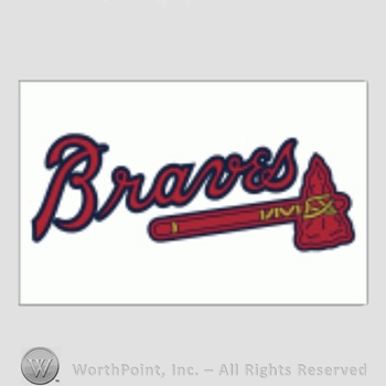 Atlanta Braves sport logo: Braves above a tomahawk on white background.
