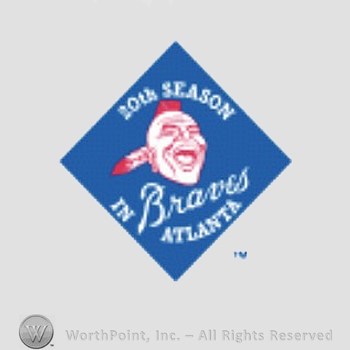 Atlanta Braves sport logo: Atlanta Braves 20th season and a Native American inside a diamond shape.