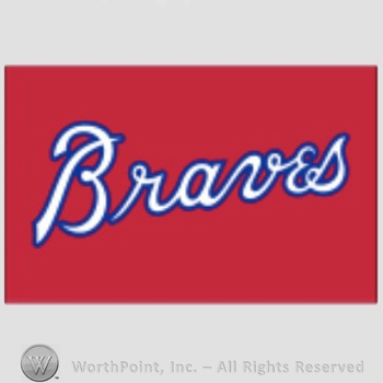 Atlanta Braves sport logo: Braves on red background.