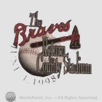 Atlanta Braves sport logo: The Braves Return to County Stadium; a tomahawk and a baseball.