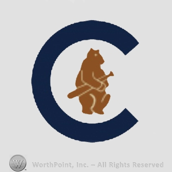 Chicago Cubs sport logo: letter C with a bear cub holding a baseball bat inside of it.