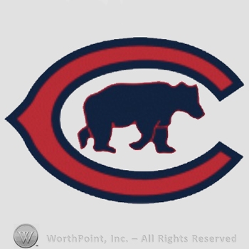 Chicago Cubs sport logo: letter C with a bear cub holding a baseball bat inside of it.