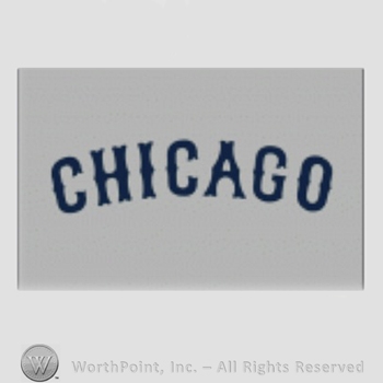 Chicago Cubs sport logo: CHICAGO on a grey background.
