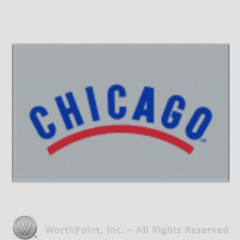 Chicago Cubs sport logo: CHICAGO on a grey background.