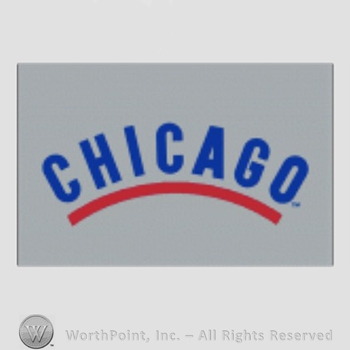 Chicago Cubs sport logo: CHICAGO on a grey background.