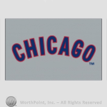 Chicago Cubs sport logo: CHICAGO on a grey background.