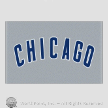 Chicago Cubs sport logo: CHICAGO on a grey background.