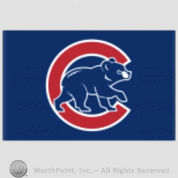 Chicago Cubs sport logo: angry cub walking in front of C.