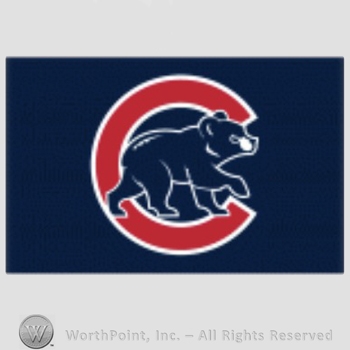 Chicago Cubs sport logo: angry cub walking in front of C.