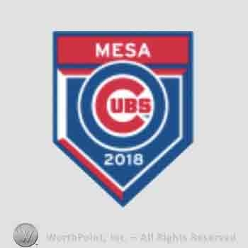 Chicago Cubs sport logo: MESA above UBS inside a C and 2018.