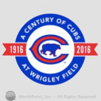 Chicago Cubs sport logo: A Century of Cubs at Wrigley Field.