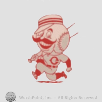 Cincinnati Reds sport logo: baseball head man in old fashioned uniform running with a bat.