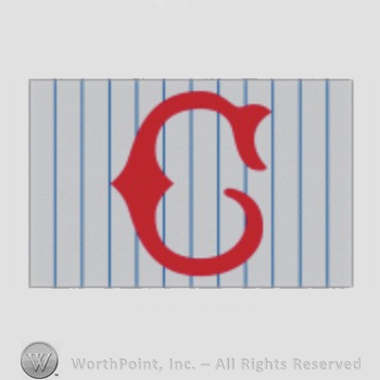 Cincinnati Reds sport logo: C on a grey with blue stripes background.