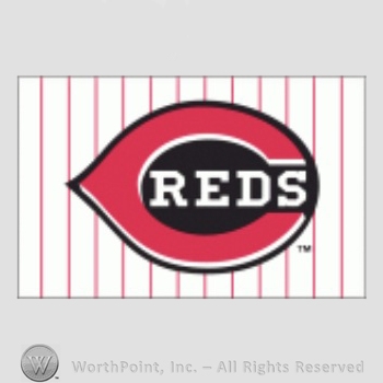 Cincinnati Reds sport logo: REDS inside C on a white and red stripes background.