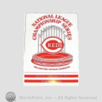 Cincinnati Reds sport logo: National League Championship Series above flags and a stadium.