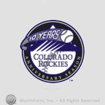 Colorado Rockies sport logo: 10 Years and a baseball above Colorado Rockies, all inside a circle.