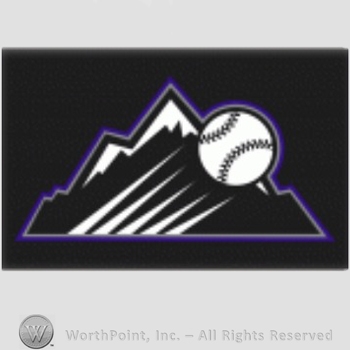 Colorado Rockies sport logo: Baseball over mountains on a black background.